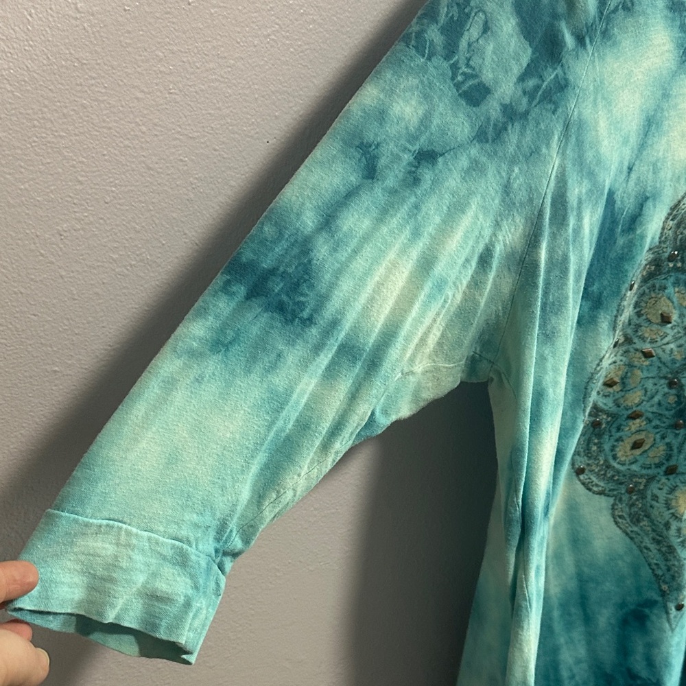 Lucky Brand Tie-Dye Long Sleeve Top - Teal and Aqua - Picture 5 of 7